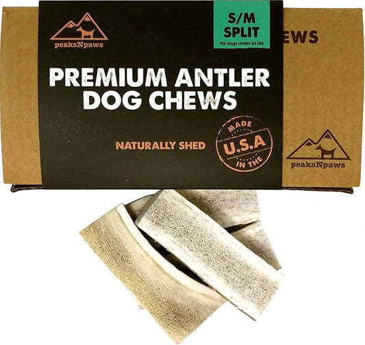 Premium All-Natural Grade A Split Elk Antlers for Dogs – Naturally Shed in The Rocky Mountains – No Additives, No Preservatives - Healthy and Delicious Treat - Made in USA - S/M Split