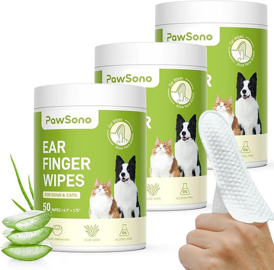 Pet Wipes for Dogs & Cats, Hypoallergenic Dog Eye Wipes Cleaner, Natural Cleaning Grooming Pet Wipes Gently Remove Stain (Ear Wipes 150 PCS, Aloe Scent)