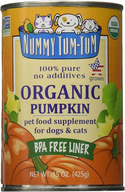 Organic Canned Pumpkin For Dogs, 15 OZ (Pack of 12)