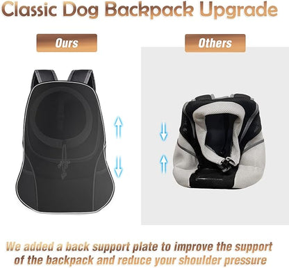 YUDODO Pet Dog Backpack Carrier Small Dog Front Carrier Pack Reflective Head Out Motorcycle Puppy Carrying Bag Backpack for Small Medium Dogs Cats Rabbits Outdoor Travel Hiking Cycling (M,Black)