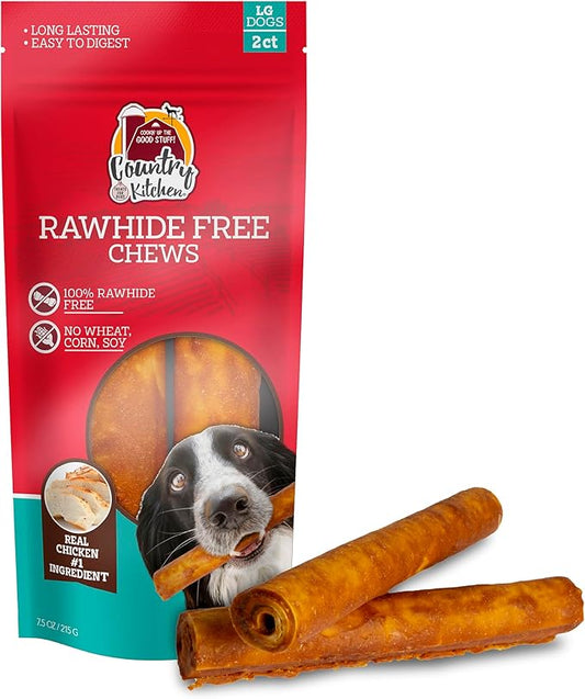 Rawhide Free Dog Chews, Made with Real Chicken, for Large Sized Dogs, 7 Count
