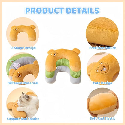 3 Pcs Cat Pillows for Indoor Cat and Puppy, Dog Pillows, U-Shaped Pillow for Cats and Dogs, Soft Fluffy Cat Bed Pillow, Dog Calming Pillow Old Joint Relief (Cartoon)