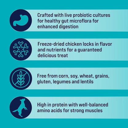 Stewart Freeze Dried Dog Treats, Healthy Gut Chicken & Vegetable, Gut Health Probiotics, Grain Free, 4 Ounce Resealable Pouch, Made in USA