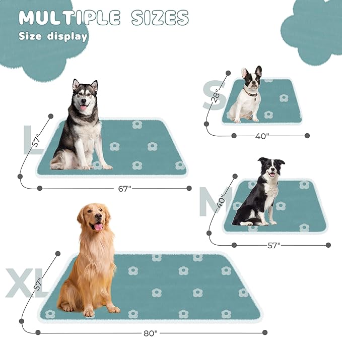 Luciphia Waterproof Dog Cat Blanket Fluffy Thick Fleece Pet Blanket,Washable Double Sided Sherpa Calming Blankets Flower Print Blankets for Medium Large Dogs Cats(Blue,40x28 inches)