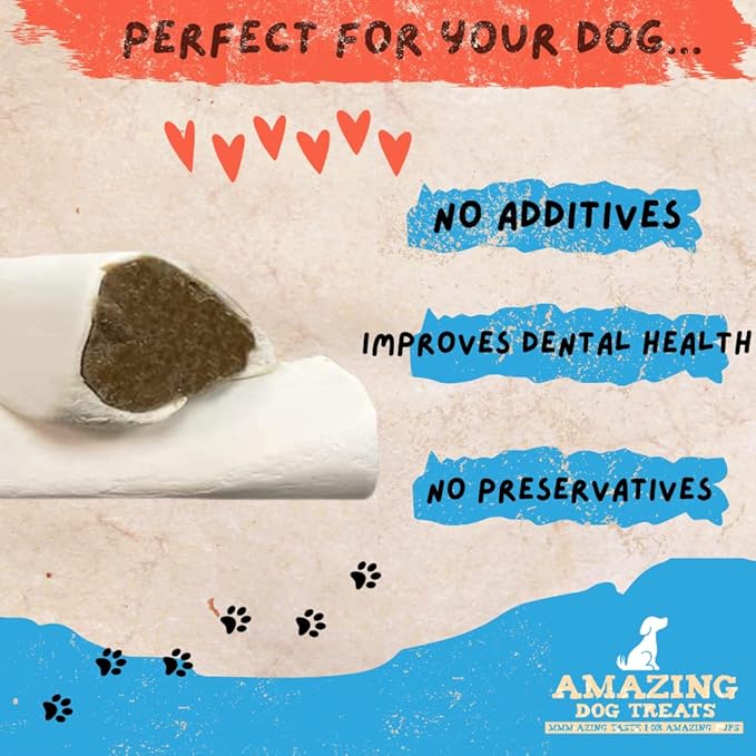 Amazing Dog Treats - Stuffed Shin Bone for Dogs (Peanut Butter Blend, 2-3 Inch - 4 Count) - All Natural Dog Bones