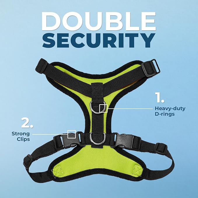 Voyager Step-in Lock Pet Harness - All Weather Mesh, Adjustable Step in Harness for Cats and Dogs by Best Pet Supplies - Lime Green/Black Trim, XL (Pack of 2)