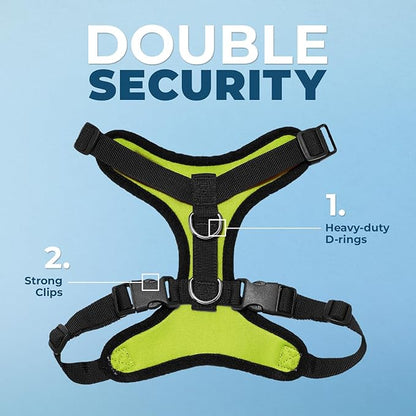 Voyager Step-in Lock Pet Harness - All Weather Mesh, Adjustable Step in Harness for Cats and Dogs by Best Pet Supplies - Lime Green/Black Trim, XL (Pack of 2)