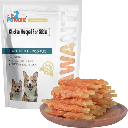 Dog Treats Soft Chews Rawhide Free Chicken Wrapped Cod Sticks for Puppy Training Snacks Dog Chews Treats 2lb