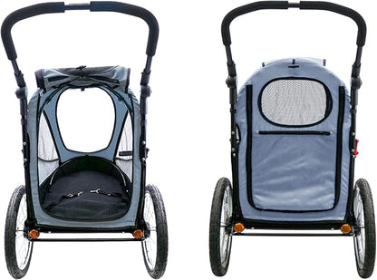 Petique Trailblazer Jogger, Dog Cart for Medium Size Pets, Ventilated Pet Stroller for Cats & Dogs, Gray