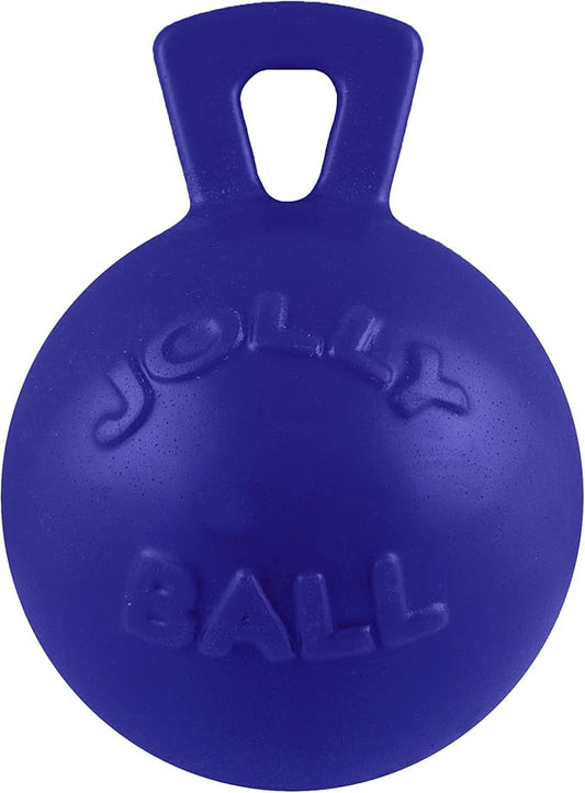 Jolly Pets Tug-n-Toss Dog Toy Ball with Handle, 8 Inches/Large, Blue