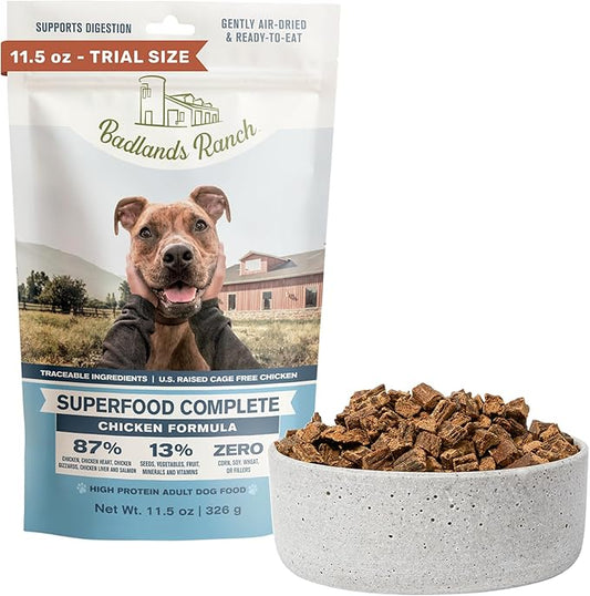 Superfood Complete, Air-Dried Adult Dog Food - High Protein, Zero Fillers, Superfood Nutrition by Katherine Heigl (11.5 oz., Premium Chicken)