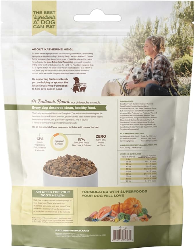 Superfood Complete, Air-Dried Adult Dog Food - High Protein, Zero Fillers, Superfood Nutrition by Katherine Heigl (11.5 oz., Beef Formula)