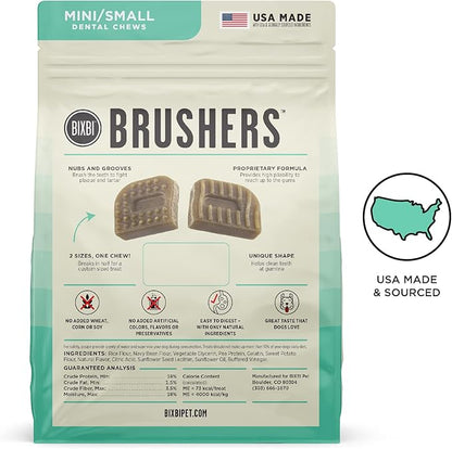 BIXBI Natural Dog Dental Care Chews Oral Health Dog Treats, for Mini/Small Size Dogs, 30 Treat Pack