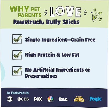 Pawstruck Natural 3-5" Bully Sticks for Small Dogs & Puppies – Single Ingredient, Low Odor & Rawhide-Free Chew Treat Bones - 100% Real Beef No Artificial Preservatives - 8 oz Bag - Packaging May Vary