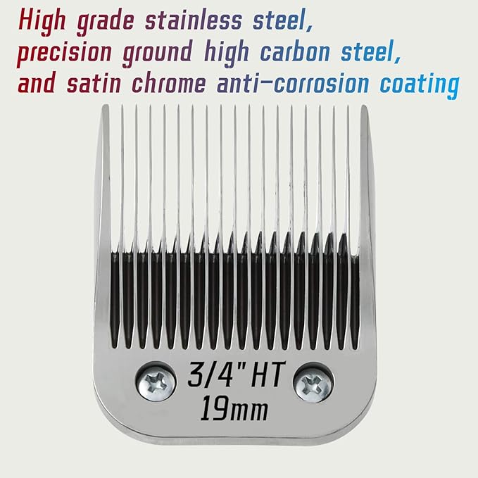 Detachable Pet Dog Grooming Ceramic Blade, Compatible with Ainds, Oster A5, Wahl KM-10 and Other Series Clippers, Size: 9.5~19mm Cut Length, Chrome. Sliver 4Pack.