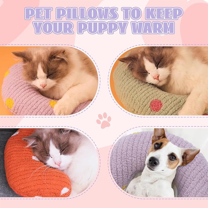 T'CHAQUE Cat Pillow, Dog Neck Pillow Anxiety Relief, Comfort Cat Pillows for Indoor Cats， Ultra Soft Dog Calming Pillow Bed, Half Donut Cuddler Sleeping Improve Pillow Pet for Upper Spine Support