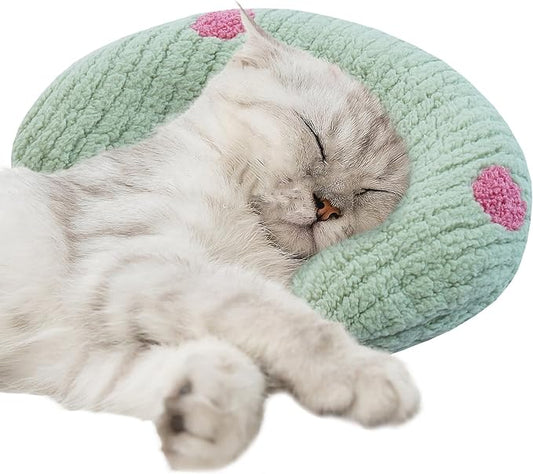 T'CHAQUE Cat Pillow, Dog Neck Pillow Anxiety Relief, Comfort Cat Pillows for Indoor Cats， Ultra Soft Dog Calming Pillow Bed, Half Donut Cuddler Sleeping Improve Pillow Pet for Upper Spine Support