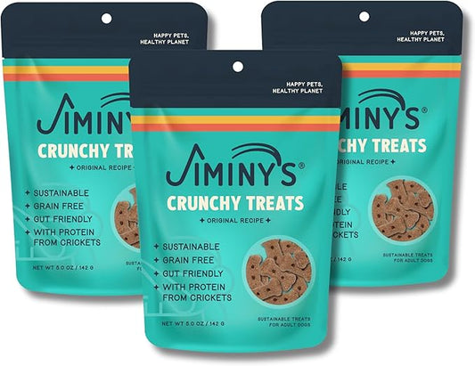 Jiminy's Original Cricket Cookie Dog Treat, Hypoallergenic, 5oz, Peanut Butter & Pumpkin Pack of 3