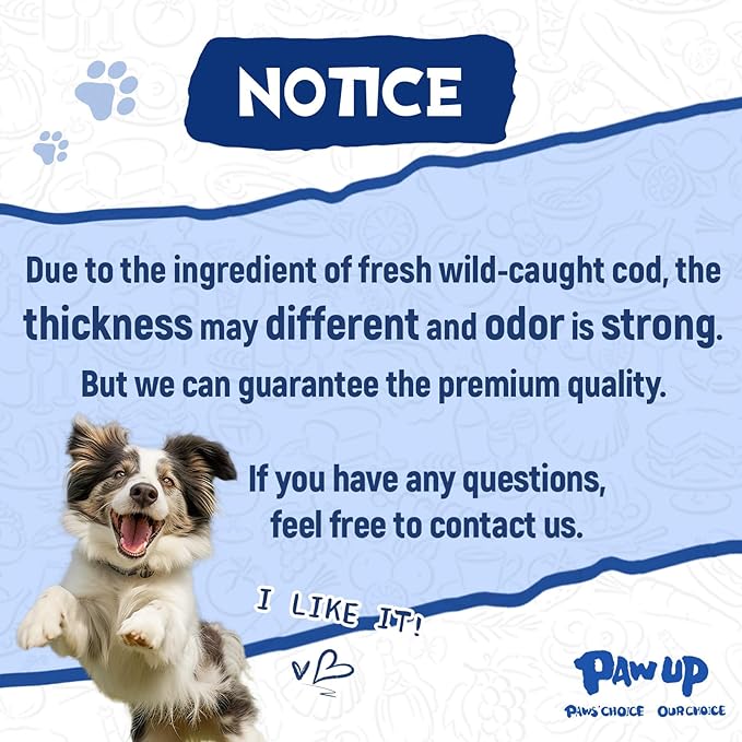 Cod Skin Dog Treats Natural Fish Skin Roll Dog Snacks w/Taurine, Single Ingredient Cod Skin Chews, Rich in Omega 3, 16.2 oz