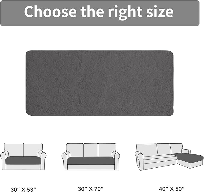 Easy-Going Waterproof Dog Bed Cover Reversible Leak Proof Pet Blanket Replacement Mat for Furniture Washable Couch Cover Sofa Cover for Dogs Cat(30x70 Inch, Gray/Light Gray)