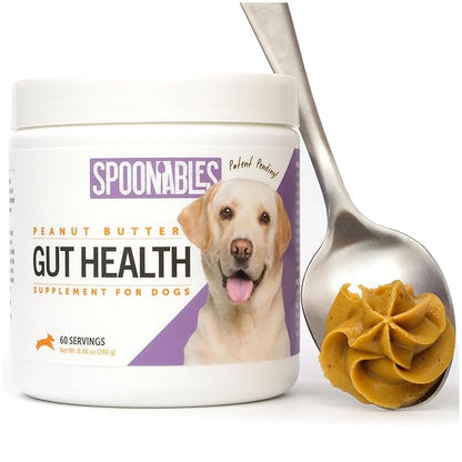 Dog Peanut Butter - Healthy Dog Treats with Dog Probiotics for Digestive Health - Anti Diarrhea for Dogs - Immune Support Supplement and Dog Gas Relief - Gut Health (8.46oz)
