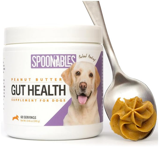 Dog Peanut Butter - Healthy Dog Treats with Dog Probiotics for Digestive Health - Anti Diarrhea for Dogs - Immune Support Supplement and Dog Gas Relief - Gut Health (8.46oz)