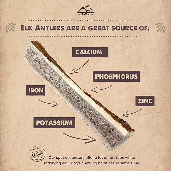 Premium All-Natural Grade A Split Elk Antlers for Dogs – Naturally Shed in The Rocky Mountains – No Additives, No Preservatives - Healthy and Delicious Treat - Made in USA - XL/Jumbo Split