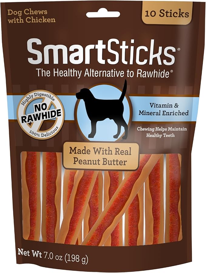 SmartBones SmartSticks, Treat Your Dog to a Rawhide-Free Chew Made With Real Meat and Vegetables, 10 Count (Pack of 1)