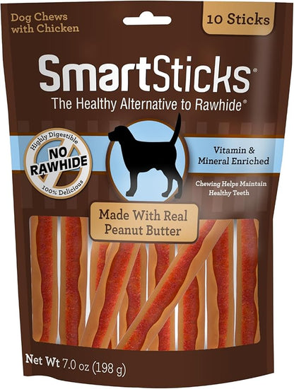 SmartBones SmartSticks, Treat Your Dog to a Rawhide-Free Chew Made With Real Meat and Vegetables, 10 Count (Pack of 1)