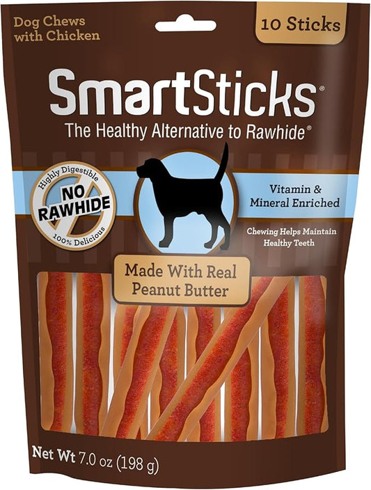 SmartBones SmartSticks, Treat Your Dog to a Rawhide-Free Chew Made With Real Meat and Vegetables, 10 Count (Pack of 1)