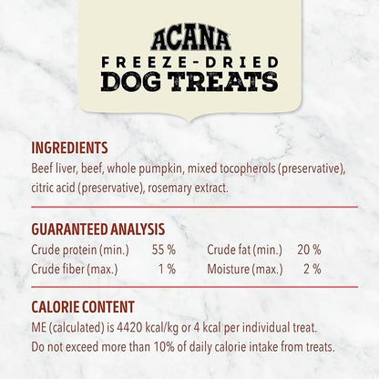 Singles Freeze Dried Dog Treats, Limited Ingredient Grain Free Beef & Pumpkin Recipe, 1.25oz