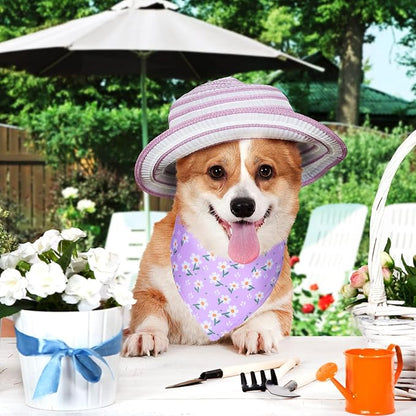 Sadnyy 40 Pcs Summer Spring Dog Bandanas Bulk for Dogs Flower Hawaiian Triangle Reversible Dog Bibs Adjustable Pet Kerchief Scarf Washable Cat Scarf for Summer Holiday Pets