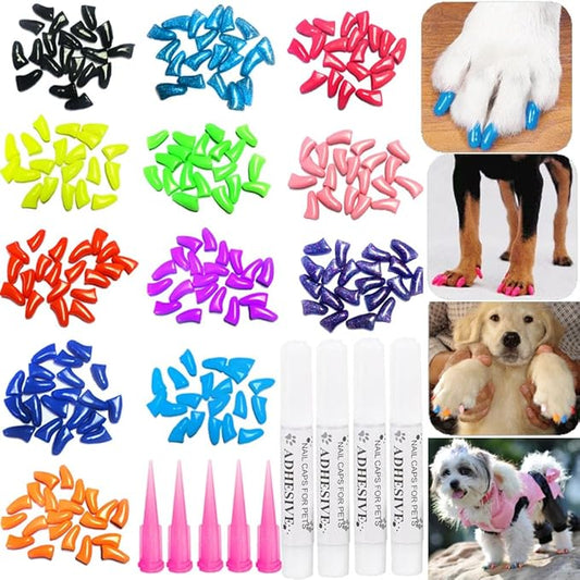 VICTHY 100pcs Dog Nail Caps, Claw Covers With Glue and Applicators (XL)