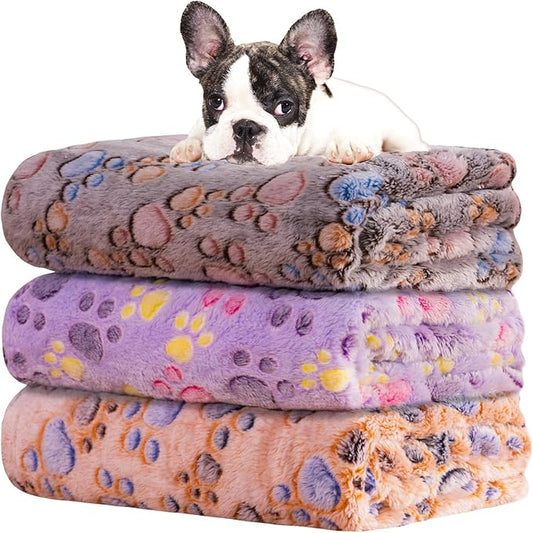 Dog Blankets for Dogs, Large Blanket Medium Blanket Dog Cat Soft Fuzzy Blankets Washable,Comfort Flannel,Fuzzy Soft Blankets for Dogs,Pet Blanket,Reversible Cow Print,41 x 31 inch，Dark Blue