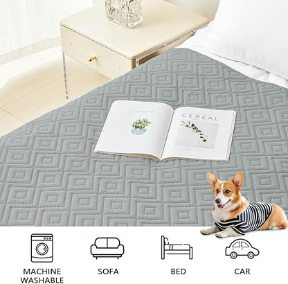 hyha Waterproof Dog Blanket, Soft Pet Bed Blankets, Waterproof Sofa Couch Cover for Dogs Washable, Reversible Pet Couch Covers for Sofa Furniture (30x70 Inch, Grey/Dark Grey)
