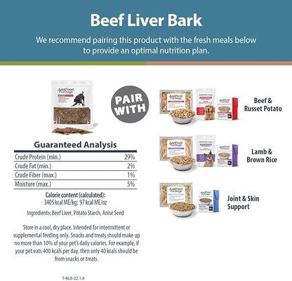 JustFoodForDogs Limited-Ingredient Beef Liver Healthy Dog Treats, Preservative-Free, Made in The USA, 5 oz