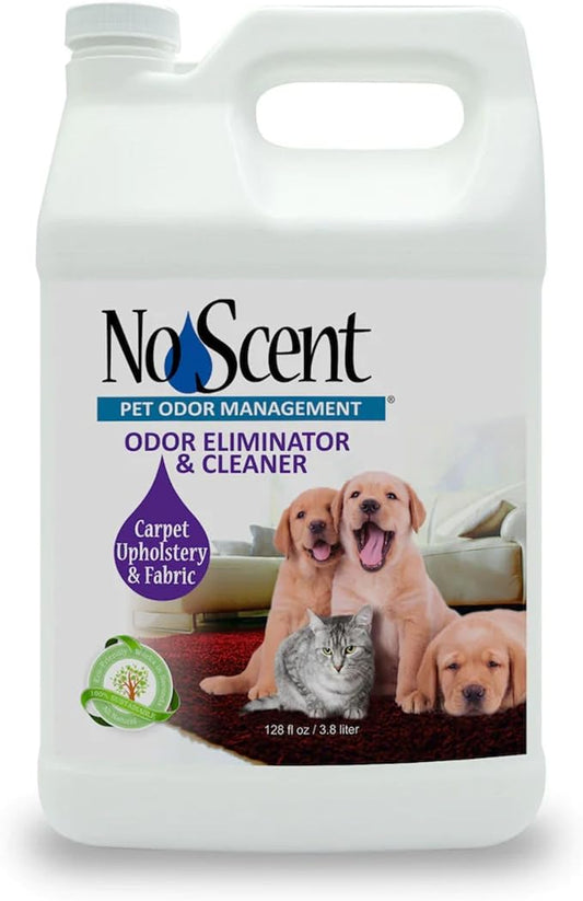 No Scent Carpet Upholstery & Fabric Furniture Spray Spot Cleaner for Wet Dog Smell, Cat Spray, Pet Odor, Urine, Poop & Secretions (128 Fl Oz / 3.8 Liter) Gallon