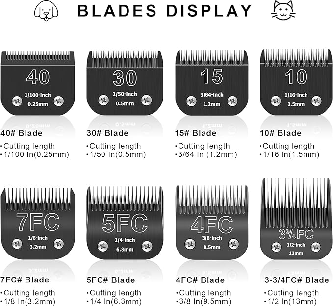 3-3/4FC Detachable Pet Dog Grooming Blades, Compatible with Ainds, Oster A5, Wahl KM-10 and Other Series Clippers, Size: 3-3/4FC Blade 1/2-Inch 13mm Cut Length. Black-3Pcs.