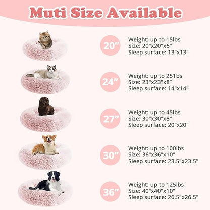 JOLLYVOGUE Dog Beds, Calming Small Dog Bed, Anti-Anxiety Dog Bed for Small Dogs, Fluffy Donut Dog Bed, Cozy Dog Cat Cushion Bed for Small Medium Dogs and Cats (20")