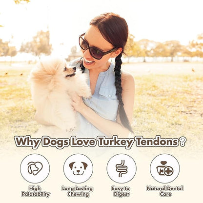 Turkey Tendon for Dogs, Turkey Tendon Ring (S) Pack of 4, 100% Natural, USA-Sourced, High-Protein, Low-Fat, Long-Lasting Dog Chew, Rawhide Alternative, Hypoallergenic Puppy & Dog Treats