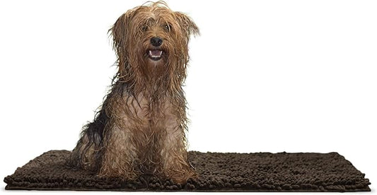 Furhaven 30" x 21" Highly Absorbent Dog Door Mat for Muddy Paws, 100% Washable, Perfect for Entryway, Kitchen, & Bathroom Use - Chenille Shammy Rug - Mud (Brown), Medium