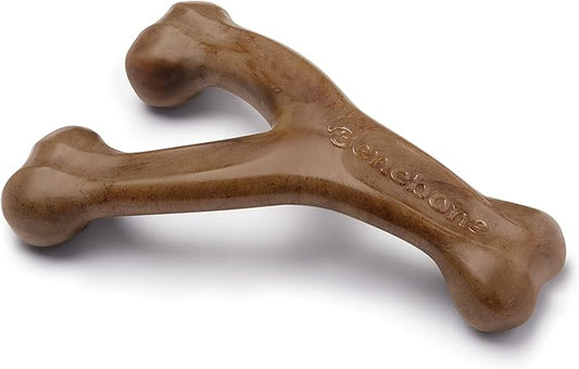 Benebone Wishbone Durable Dog Chew Toy for Aggressive Chewers, Real Bacon, Made in USA, Large
