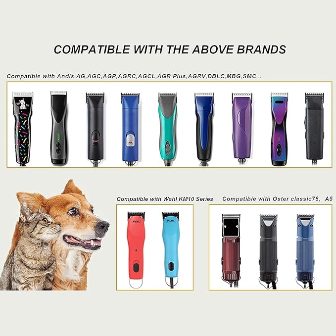 Detachable Pet Dog Grooming Ceramic Blade, Compatible with Ainds, Oster A5, Wahl KM-10 and Other Series Clippers, Size: 9.5~19mm Cut Length, Chrome. Sliver 4Pack.