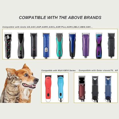 Detachable Pet Dog Grooming Ceramic Blade, Compatible with Ainds, Oster A5, Wahl KM-10 and Other Series Clippers, Size: 9.5~19mm Cut Length, Chrome. Sliver 4Pack.