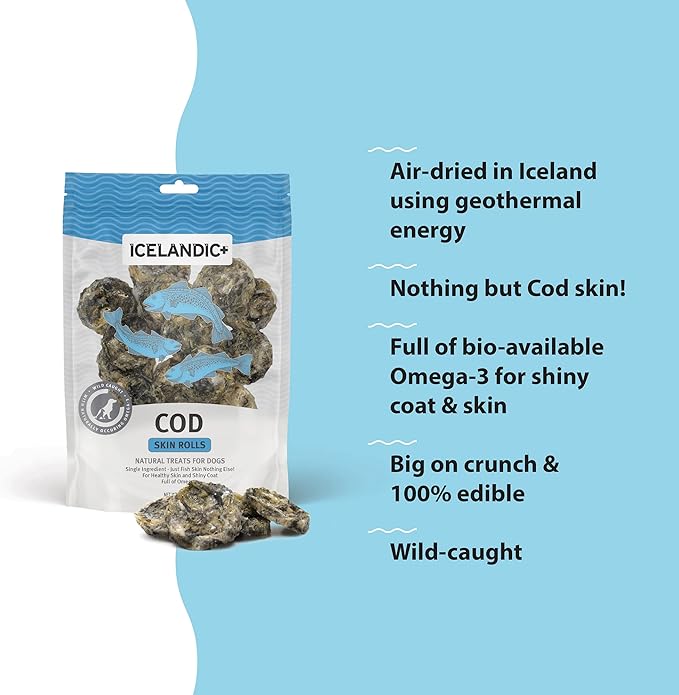 Icelandic+ Cod Skin Rolls Dog Treat 3-oz Bag