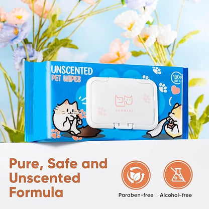 Unscented Pet Wipes (400pcs) - Hypoallergenic, Alcohol-Free & Soothing for Sensitive Skin - Head-to-Tail Cleaning for Dogs & Cats - Safe for Face, Coat, Paws & Butt