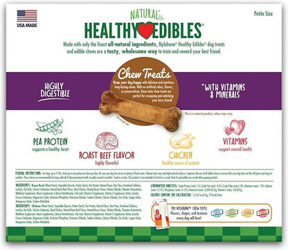 Nylabone Healthy Edibles Roast Beef/Chicken Variety Value Pack, Petite 136ct (4x34ct)