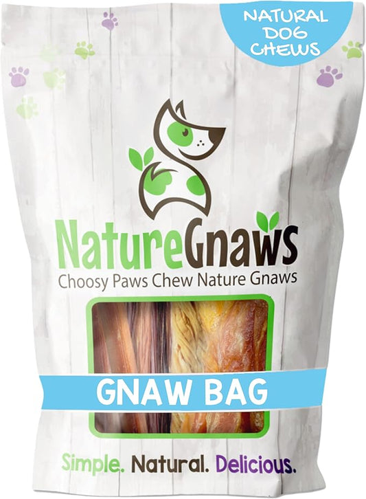 Nature Gnaws Variety Pack for Small Dogs (12 Count) - Bully Sticks, Beef Tendons and Tripe Twists for Dogs - Natural Long Lasting Beef Dog Chew Bones - Rawhide Free