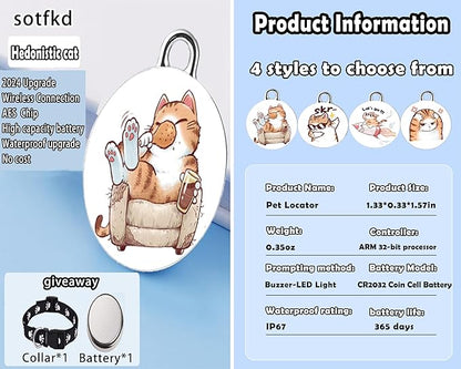 Cat Tracker-Airtag Cat Collar-GPS Tracker for Cats-Android Airtag-Pet Tracker| Android and iOS Universal | No Monthly Fee | No Charging Required | Waterproof