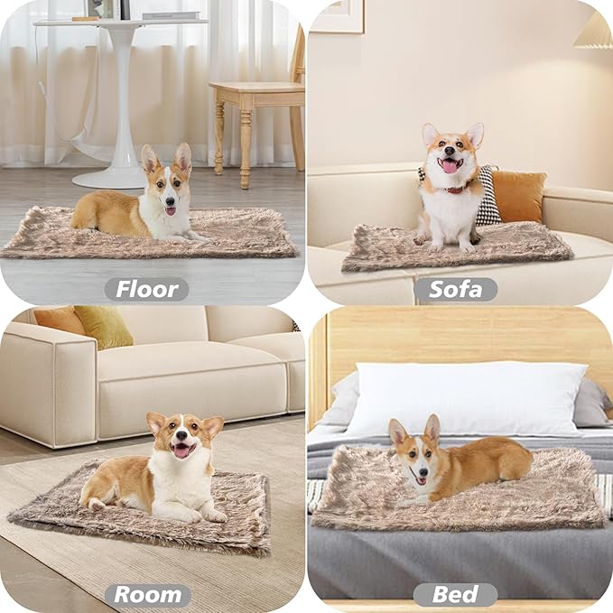 PJYuCien Fluffy Fleece Calming Pet Throw Blanket, Super Soft and Warm for Indoor Cats and Dogs, Medium 24 * 32", Machine Washable, Grey Puppy Blanket (Brown)